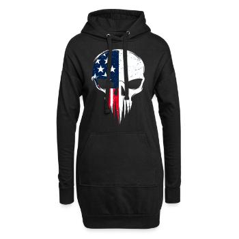 America Skull - Hoodie-Kleid - Schwarz - Vorne