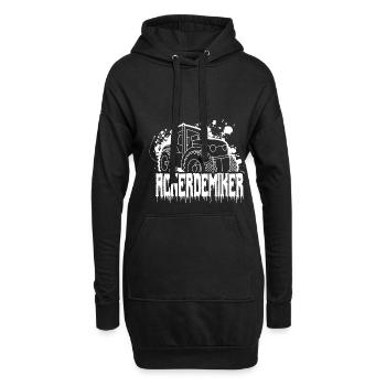 Acker demiker Spruch mit einem Trecker Splash - Hoodie-Kleid - Schwarz - Vorne