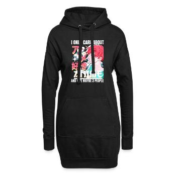 Anime Boy Ich kümmere mich nur um Anime und mag vielleicht 3 - Hoodie-Kleid - Schwarz - Vorne