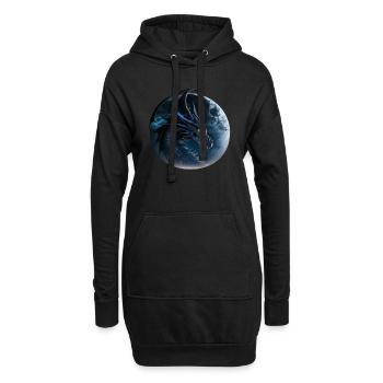 Dunkler Drache, gelbes Auge - Hoodie-Kleid - Schwarz - Vorne