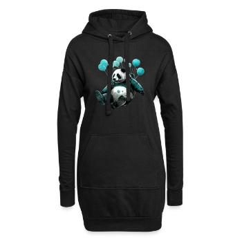 Panda parachutiste - Sweat-shirt à capuche long Femme - noir - Devant