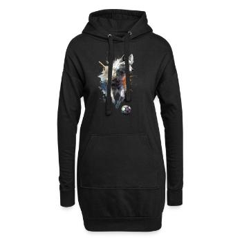 Mignon Animal Joueurs de Football, loup blanc - Sweat-shirt à capuche long Femme - noir - Devant