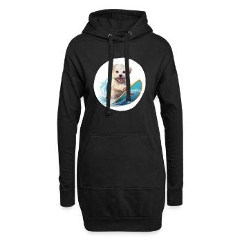 Surfing Animals, chien doux - Sweat-shirt à capuche long Femme - noir - Devant