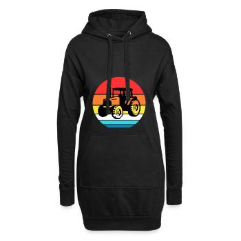Traktor im Kreis bunt Trecker Landwirtschaft Feld - Hoodie-Kleid - Schwarz - Vorne