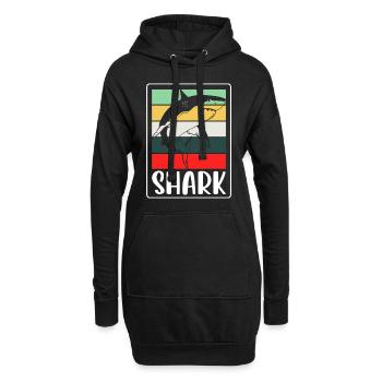 Weißer Hai Meerestier Tier - Hoodie-Kleid - Schwarz - Vorne
