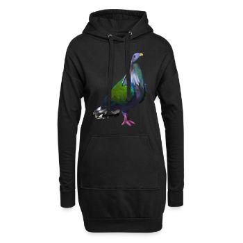 Illustration de pigeon grue - Sweat-shirt à capuche long Femme - noir - Devant