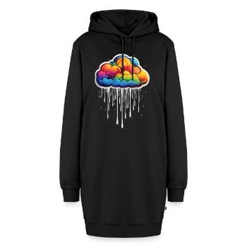 Regenbogen Wolke - Hoodie-Kleid - Schwarz - Vorne