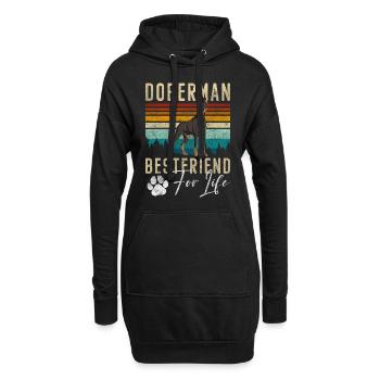 Dobermann Hund Tier Hundeliebe - Hoodie-Kleid - Schwarz - Vorne