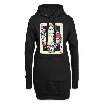 Drôle de roi de cœur buvant du vin - Sweat-shirt à capuche long Femme - noir - Devant