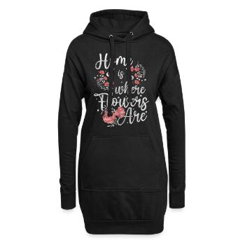 Blumen Bunt Hochzeit - Hoodie-Kleid - Schwarz - Vorne