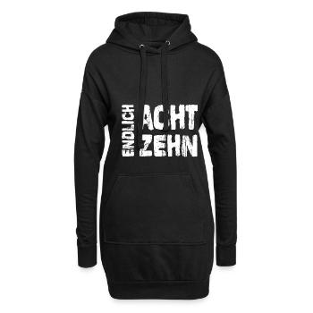 18. Geburtstag Endlich 18 Spruch - Hoodie-Kleid - Schwarz - Vorne