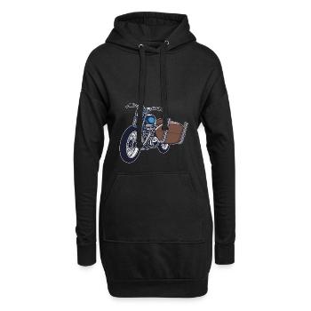 Motorrad mit Surfbrett - Hoodie-Kleid - Schwarz - Vorne
