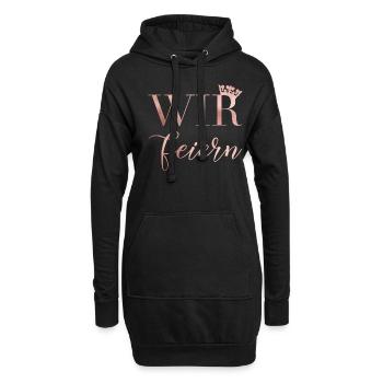 Braut - JGA - Wir feiern - Wedding - Rosegold - Hoodie-Kleid - Schwarz - Vorne