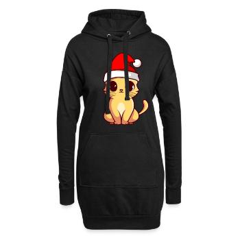 Noël chat chats noël mignon chat - Sweat-shirt à capuche long Femme - noir - Devant