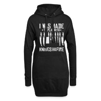 Kochen - I was made to play with knives and fire - Hoodie-Kleid - Schwarz - Vorne