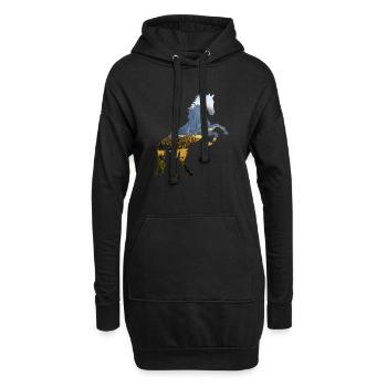 Pferd - Hoodie-Kleid - Schwarz - Vorne