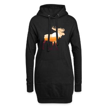 Elch - Hoodie-Kleid - Schwarz - Vorne