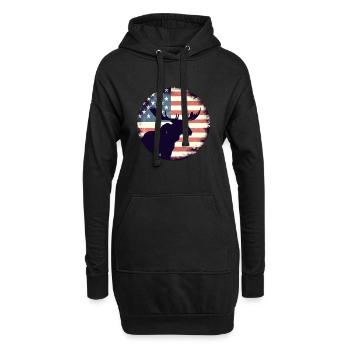 Amerikanische Flagge Elch - Hoodie-Kleid - Schwarz - Vorne