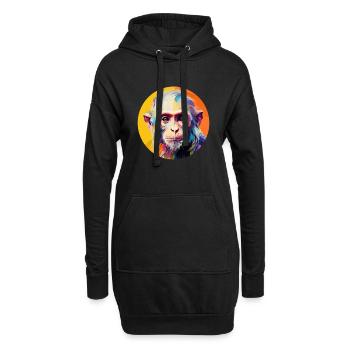 Singes capucins - Sweat-shirt à capuche long Femme - noir - Devant