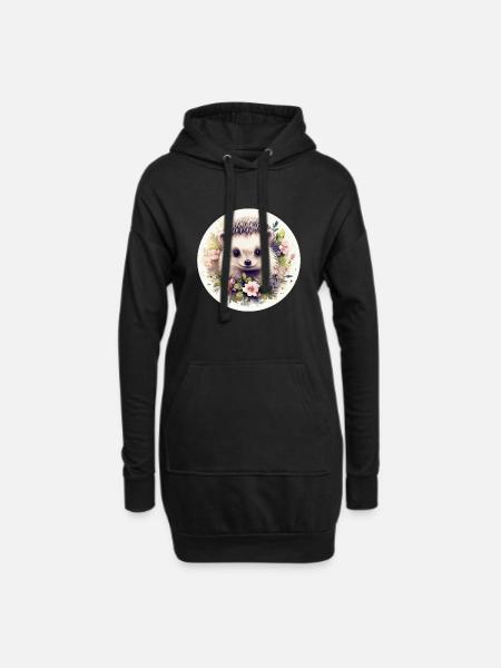 Süßer Igel - Hoodie-Kleid - Schwarz