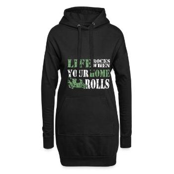 Camper Camping Life Rocks lorsque votre maison roule - Sweat-shirt à capuche long Femme - noir - Devant
