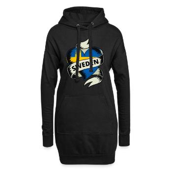 Schweden Flagge Vintage Herz Reise Urlaub Sverige - Hoodie-Kleid - Schwarz - Vorne