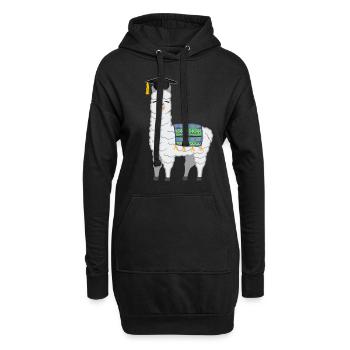 Bachelor Master Studium Abschluss Lama Alpaka - Hoodie-Kleid - Schwarz - Vorne