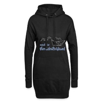Made in Norddeutschland Möwe Boot Origami - Hoodie-Kleid - Schwarz - Vorne