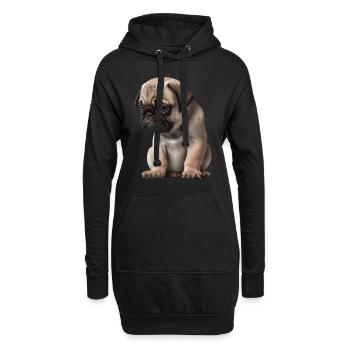 Chiot carlin timide - Sweat-shirt à capuche long Femme - noir - Devant