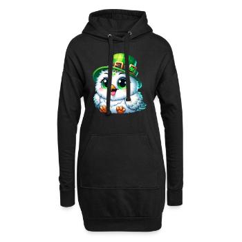L’adorable harfang des neiges de la Saint-Patrick - Sweat-shirt à capuche long Femme - noir - Devant