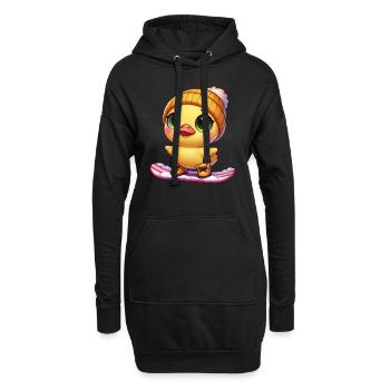 mignon caneton snowboarder dessin animé des sports d’hiver - Sweat-shirt à capuche long Femme - noir - Devant