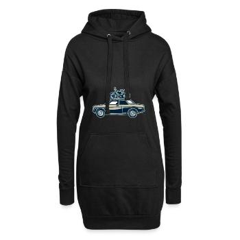 Auto mit Fahrrad Reise - Hoodie-Kleid - Schwarz - Vorne
