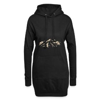 Berge Umriss - Hoodie-Kleid - Schwarz - Vorne