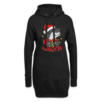 Weihnachten Lustig Hainachten Lustiger Hai - Hoodie-Kleid - Schwarz - Vorne