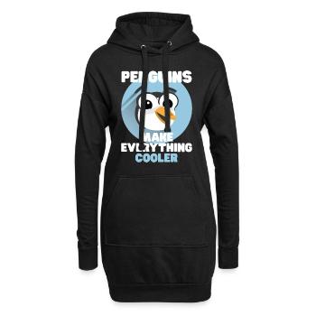 Les pingouins disent que les pingouins rendent tout plus cool - Sweat-shirt à capuche long Femme - noir - Devant
