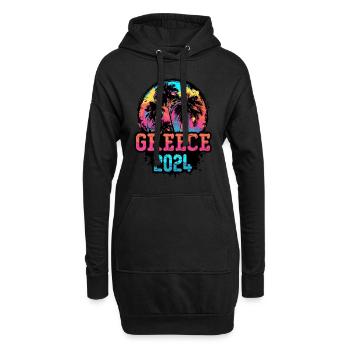 Grèce 2024 Équipe Palmiers Multicolores - Sweat-shirt à capuche long Femme - noir - Devant
