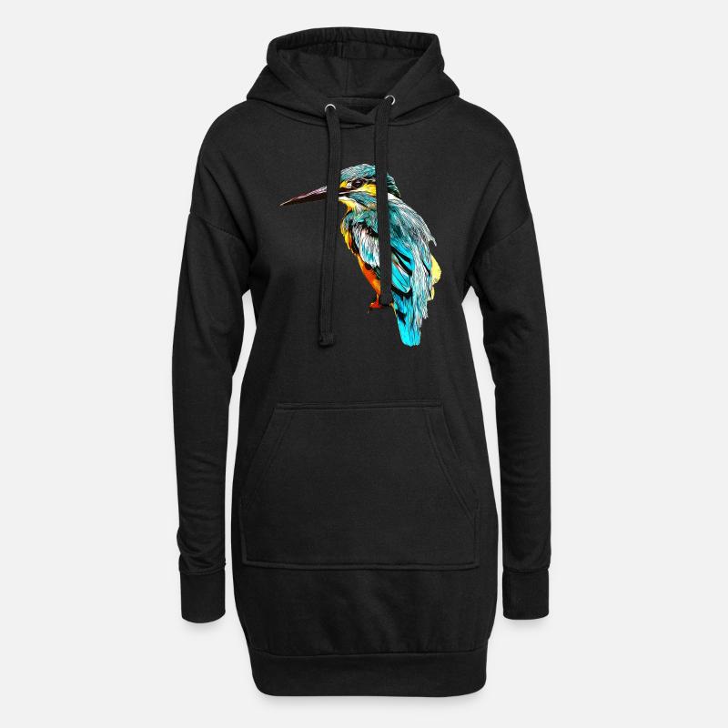 gxp eisvogel kingfisher vector art - Hoodie-Kleid - Schwarz