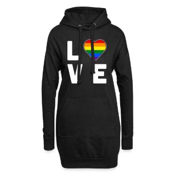 LGBT Pride Regenbogenfarbe Liebe Herz Gay Pride - Hoodie-Kleid - Schwarz - Vorne