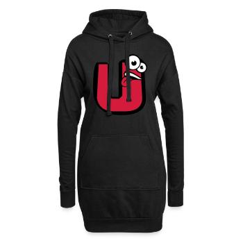 U lettre nom écrire bande dessin animé visage l - Sweat-shirt à capuche long Femme - noir - Devant