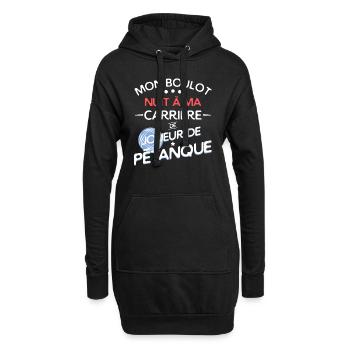 Humour - joueur de pétanque - Sweat-shirt à capuche long Femme - noir - Devant