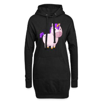 Licorne grasse dessin animé - Sweat-shirt à capuche long Femme - noir - Devant