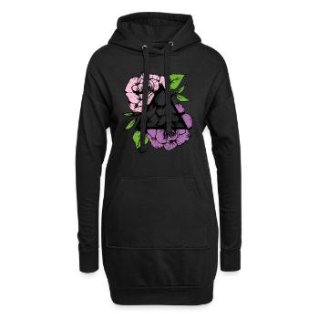 Geometrische Rosen Bunt - Hoodie-Kleid - Schwarz - Vorne