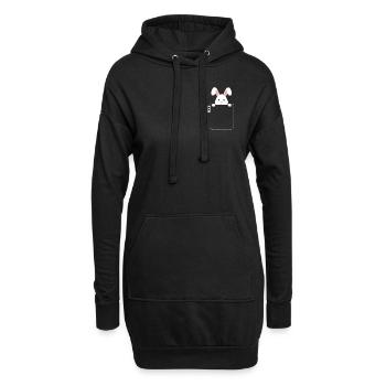 Hase in Tasche mit Label - Hoodie-Kleid - Schwarz - Vorne