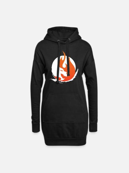 Japan Asien Bambus Sonne Kanji Natur Drachen Kreis - Hoodie-Kleid - Schwarz