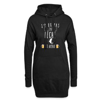 pêche et apéro - Sweat-shirt à capuche long Femme - noir - Devant