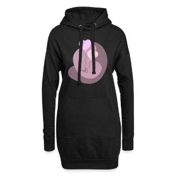Love Schriftzug 2 Luftballons Herzballons Spruch - Hoodie-Kleid - Schwarz - Vorne