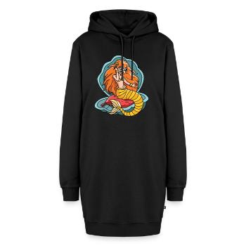 Meerjungfrau - Hoodie-Kleid - Schwarz - Vorne - AI Model Female 172 light (172cm)