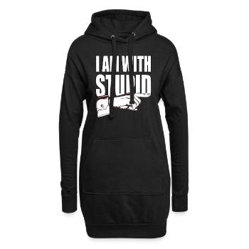 Ich bin mit dummen - lustiger spruch - Hoodie-Kleid - Schwarz - Vorne