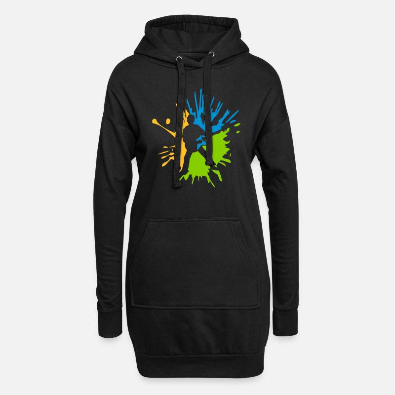 Bunte Tropfen Gitarrist Farbklecks - Hoodie-Kleid - Schwarz
