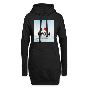 I LOVE LYON - Sweat-shirt à capuche long Femme - noir - Devant